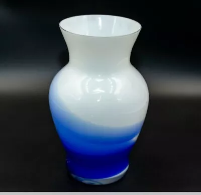 Buy Blue An White Art Glass Vase • 15£