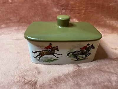 Buy Butter Dish Vintage Royal Worcester Group Palissy With Green Lid. Riding Motif. • 10£