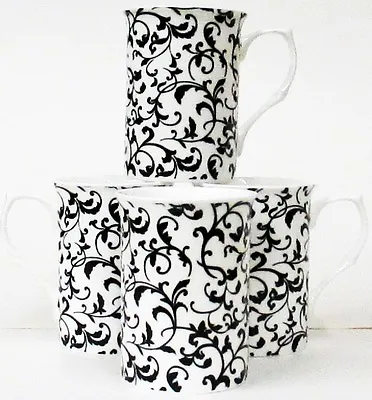 Buy Venetian White Mugs Set Of 4 Fine Bone China Swirl Castle Cups Hand Decorated UK • 24£