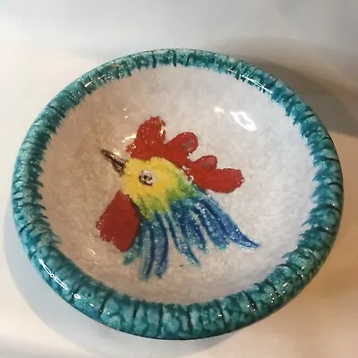 Buy Vintage Italian Pottery Bowl Glazed Rooster Image Marked Italy A13B Heavy Clay • 14.94£