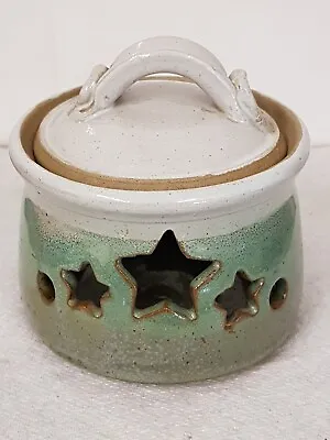 Buy Vintage Anne Hughes Scottish Studio Pottery Lidded Tea Light Holder Green/Grey • 10£