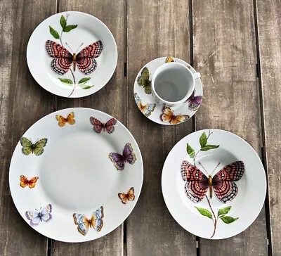 Buy Neiman Marcus Queen Butterfly Place Setting Dinner Soup Bowl Salad Plates & Cup • 33.77£