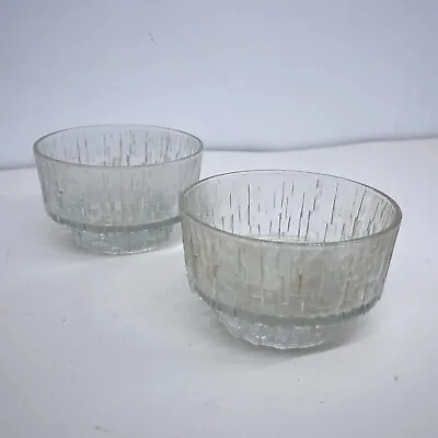 Buy 2 X Vintage Bricked Style Clear Glass Bowls 4 Inches • 15.19£