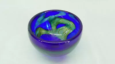 Buy Mtarfa Maltese Blue, Yellow & Green Organic Art Glass Bowl, Dish • 12.20£