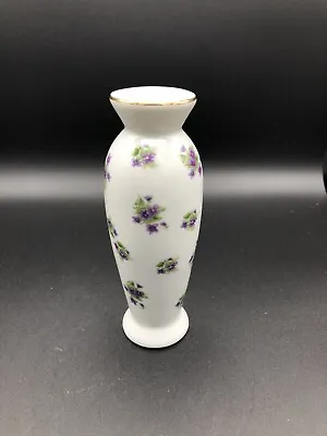 Buy Vintage 1960's Lefton China 6 1/2” Hand Painted Purple Violets Bud Vase • 11.68£