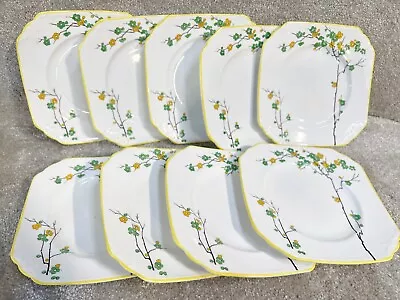 Buy Vintage Side Plates  Bone China Foley Yellow And Green Floral Pattern • 49.99£