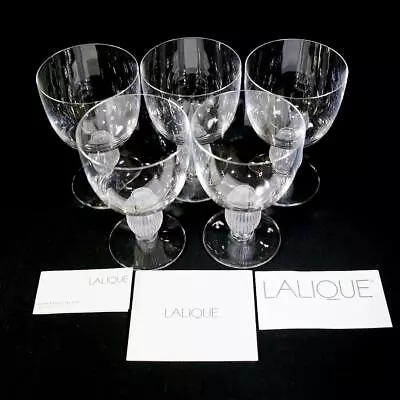 Buy Lalique French Crystal Wine Glass Cup Clear Set Of 5 Goblet Langers Boxed • 538.42£