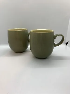 Buy Set Of Two Green Grey Denby Coffee Mugs 4 Inches High Used Condition • 15£
