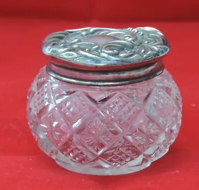 Buy Cut Glass Jar - Silver Hallmarked Lid • 25£