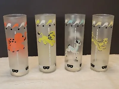 Buy Vintage Libby Glassware Set Of 4 Frosted Circus Animal Glasses 7  Vibrant Images • 28.42£