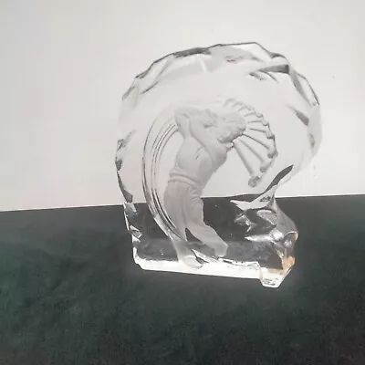 Buy Heavy Laser Etched Glass Golf Trophy/ Paperweight With Golfing Figure • 3.75£