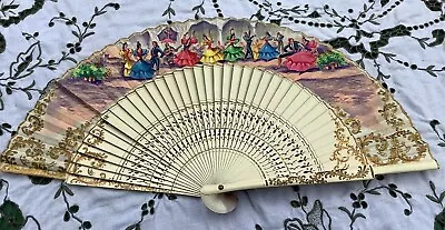 Buy Traditional Vintage Spanish Fan. 1950s. Vilches Sierpes. Hand Painted. • 30£