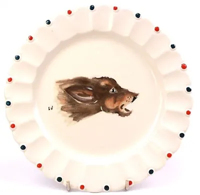 Buy French Dog Plate Longwy Pottery France Nemrod Hand Painted Enamel Signed • 45£