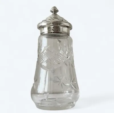 Buy Vintage Cut Glass Sterling Silver Sugar Shaker 1959  Hallmark 15cm Tall NB121 • 75£