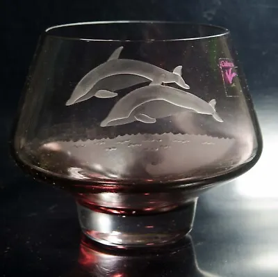 Buy Dolphin  Engraved Caithness Crystal Cased Bowl • 8£