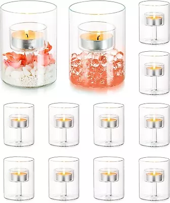 Buy Hewory X12 Glass Hurricane Candle Tealight Holders • 34.99£