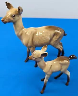 Buy Vintage Original Beswick Deer 0999A (6 Ins) And Fawn 1000B (4 Ins) Figures. • 19.99£