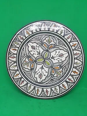 Buy Beautiful Moroccan Ceramic 10  Footed Plate / Wall Plate By SALAH Pottery, Safi. • 25£
