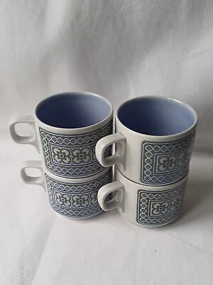 Buy 4 X HORNSEA Tapestry Cups Blue Vintage Retro Collectable Pottery  • 16£