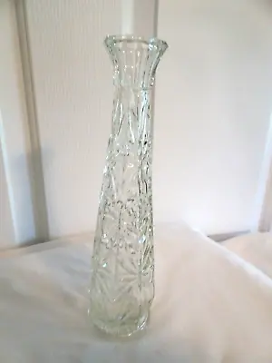 Buy Vintage HOOSIER 4043 Clear Pressed Glass Bud Vase 9  Tall  Starburst • 8.08£