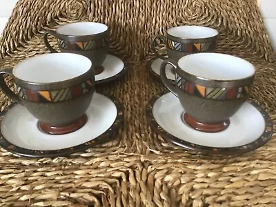 Buy 4 Teacups And Saucers Denby Stoneware ..marrakesh ….discontinued Pattern • 28£