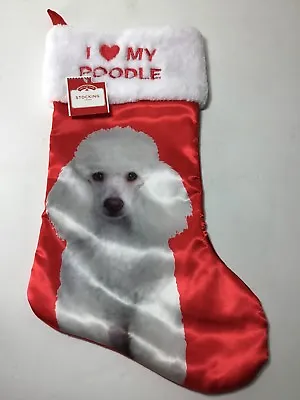 Buy I Love My Poodle Pet Puppy Dog Satin Christmas Santa Stocking Holiday Time NWT • 9.60£