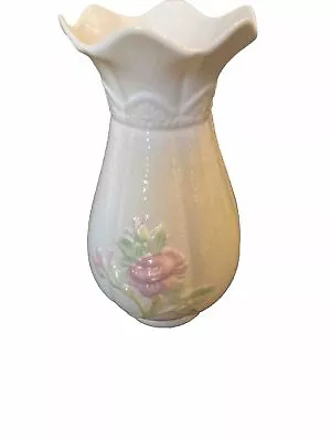 Buy Vintage Belleek Porcelain Killarney Collection Raised Rose 7in Bud Vase Ireland  • 13.45£