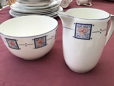 Buy Vintage FOLEY CHINA Blue/white Pattern  214  Milk Jug  & Sugar Bowl • 7.95£