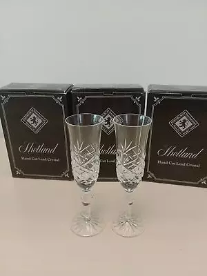 Buy Edinburgh Hand Cut Lead Crystal Shetland Whalsay 2 Champagne Flutes X 3 = 6 • 24.50£
