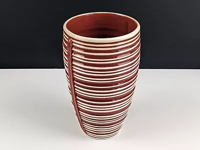 Buy Vintage SylvaC Pottery Vase, La Ronde Range 2617, Red Cream Stripe Pattern • 22£