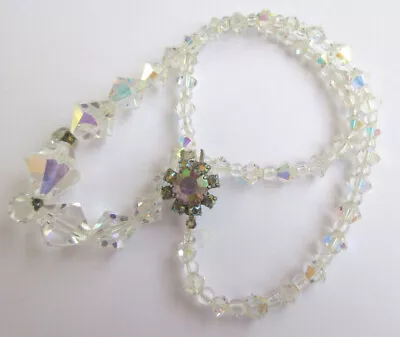 Buy Art Deco Glass AB Crystal Bead Necklace Rare Shape Beads Decorative Clasp • 5.25£