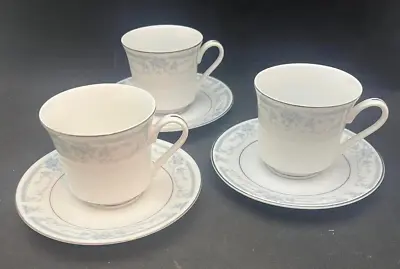 Buy Sheffield Blue Whisper Teacups & Saucers (set Of 3) - Japanese Fine China • 19.30£