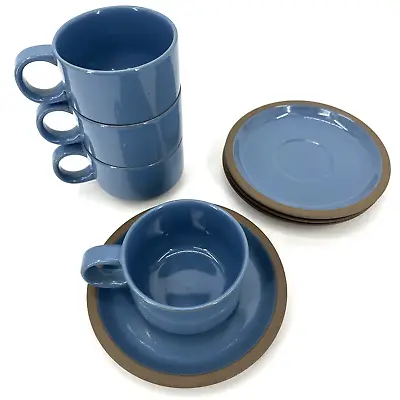 Buy Midwinter Stoneware Coffee Cups And Saucers Blue Oven To Table Set Of 4 Each • 37.88£