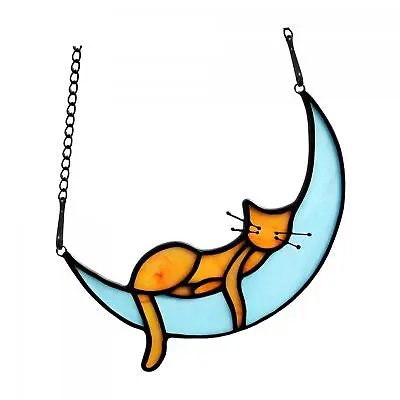 Buy Handcrafted Stained Glass Window Hanging Hangings Decorative Hanging Cat Decor • 9.60£