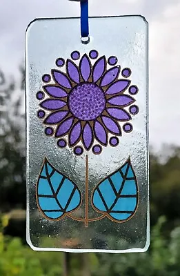 Buy Stained Glass Hanging Flower Blue Retro Gift Decoration Window Nature • 9.99£