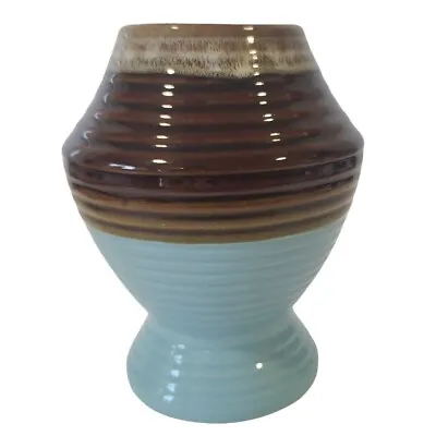 Buy Stoneware Pottery Vase Teal Blue & Brown Art Pottery Glazed Taiwan Vintage  • 18.99£