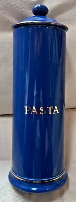 Buy Hornsea Pottery Regency Blue And Gold 30cm Tall Spaghetti Jar No Chips Or Wear. • 15£