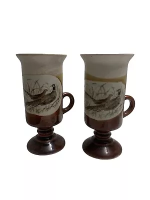 Buy Set Of 2 VTG Otagiri Japan 5.5  Pheasant Bird Irish Coffee Mugs Footed Design • 17.93£