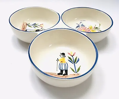 Buy Quimper Pottery Vintage French Henriett Three Section Serving Dish Dips Snacks • 16£