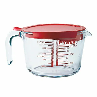 Buy Pyrex 1.0L-Transparent Classic Glass Measuring Jug With Lid High Resistance • 14.41£