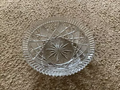 Buy Beautiful Vintage Pressed Glass Bowl With Fluted Rim And Diamond Design • 2£