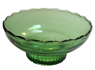 Buy Vintage EO Brody Co M2000 Green Depression Glass Scalloped Ribbed Pedestal Bowl • 7.58£