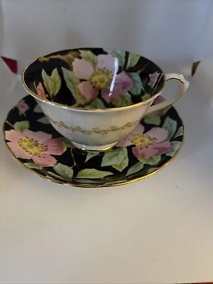 Buy Tuscan Fine English Bone China Tea Cup Large Floral Black Background 844 • 73.40£
