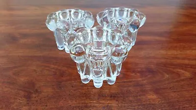 Buy 3 X VINTAGE HEAVY GLASS CANDLE CANDLESTICK HOLDERS REIMS FRANCE • 6.50£