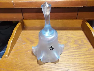 Buy Fenton Art Glass Ruffled Blue Iridescent Bell  6.75  Tall • 26.52£