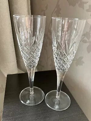 Buy EDINBURGH CRYSTAL -  Beautiful Champagne Flutes X 2 - Excellent Condition • 19.95£