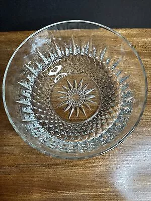 Buy Vintage Arcoroc France - Starburst Clear Glass - Large Serving Bowl 8” • 14.89£