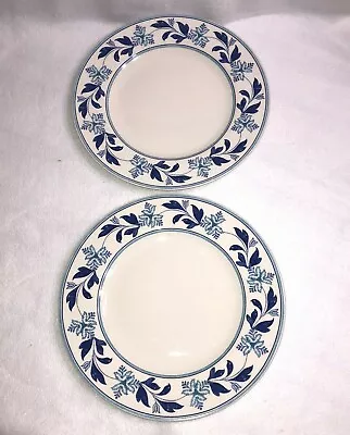 Buy 2 Johnson Brothers Farmhouse Kitchen Blue Fern 10 7/8  DINNER PLATES *See Cond* • 19.29£