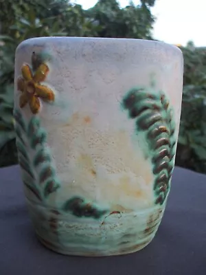 Buy Bourne Denby Pottery Vase With Stylised Flower & Foilage Pattern.Vase Is In VGC. • 24.99£