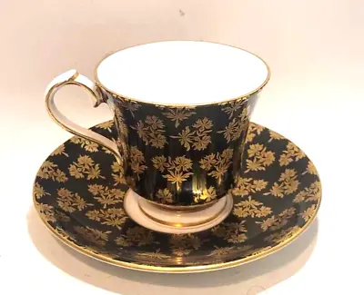 Buy Aynsley China Black & Gold Tea Cup And Saucer Duo 2967 • 15£